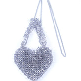 Sac messager portable en verre acrylique argenté tissé lourd et artisanal tendance